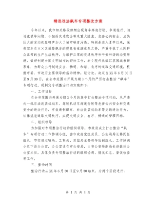 违法飙车专项整改方案