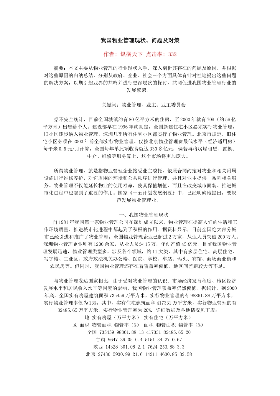我国物业管理现状、问题及对策_第1页