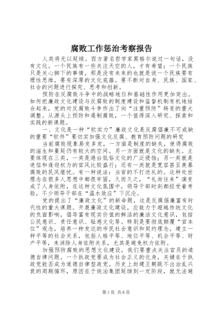 腐败工作惩治考察报告