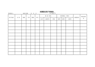 闲置固定资产明细表