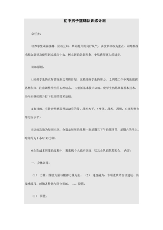 篮球训练计划