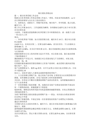 银行团队营销总结精选