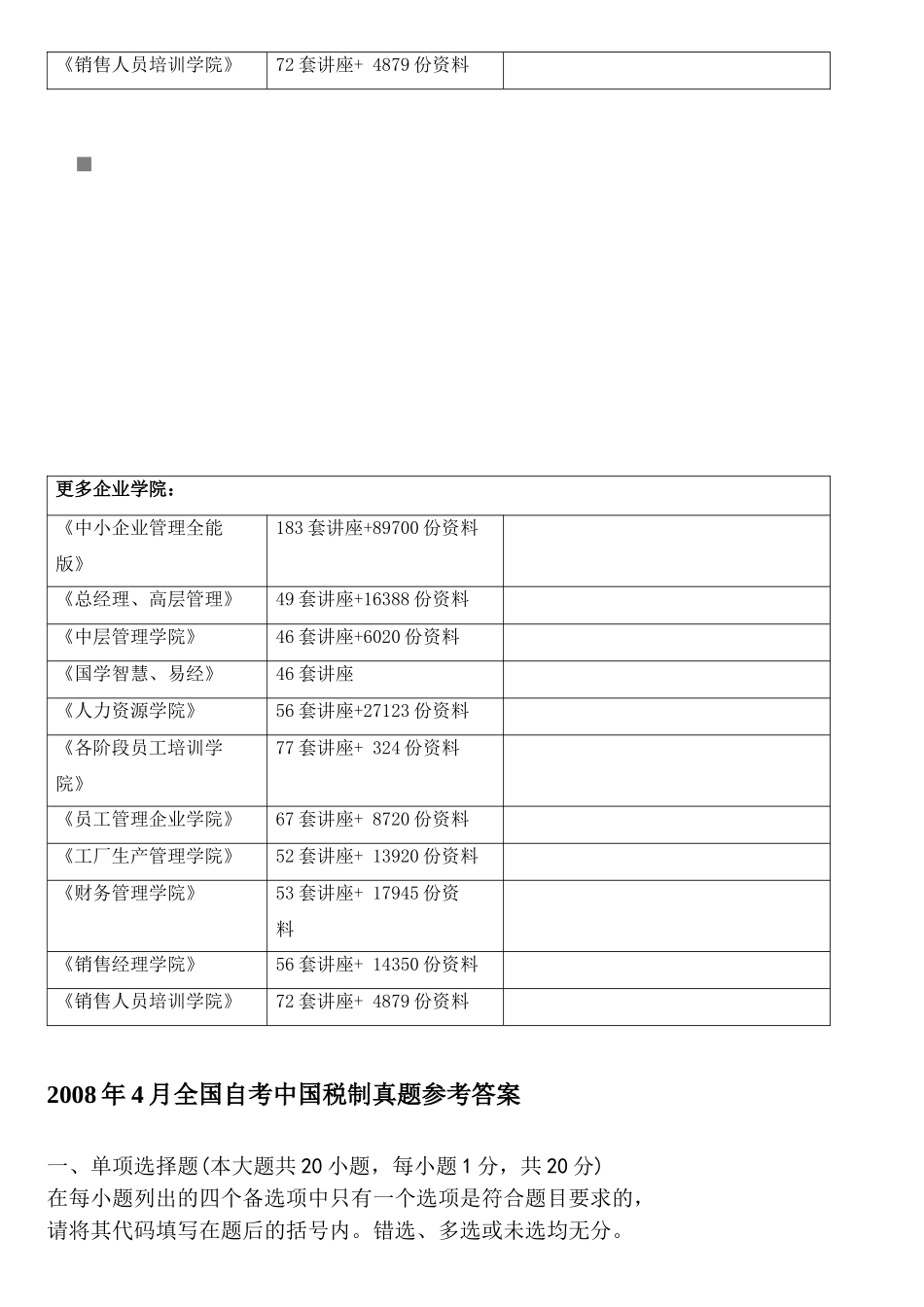全国自考中国税制真题与答案_第2页