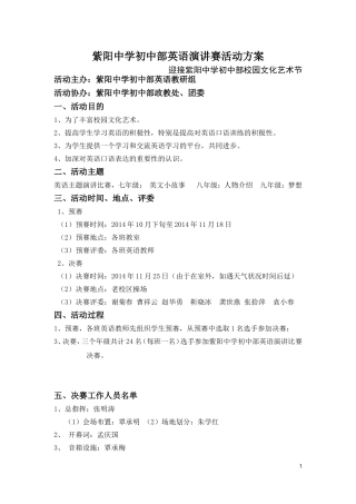 关于紫阳中学初中部英语演讲赛方案