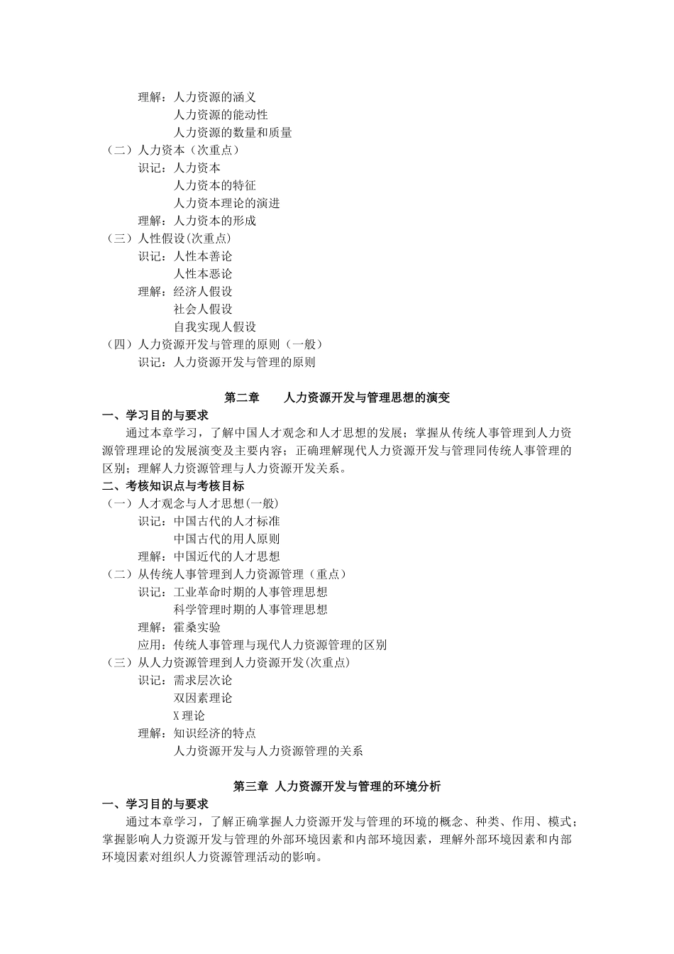 天津2012年自考“人力资源开发与管理”课程考试大纲_第2页