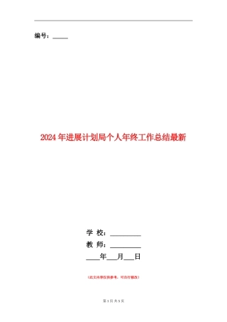 2024年发展计划局个人年终工作总结最新