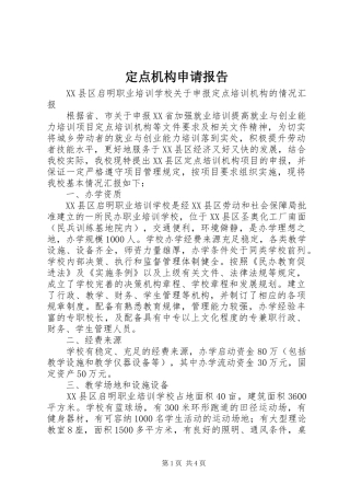 定点机构申请报告