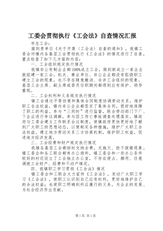 工委会贯彻执行《工会法》自查情况汇报