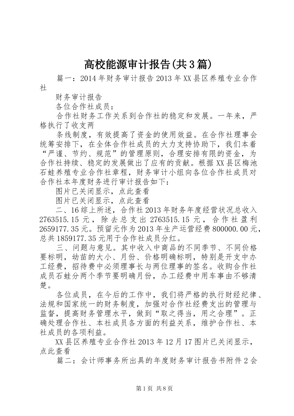 高校能源审计报告(共3篇)_第1页