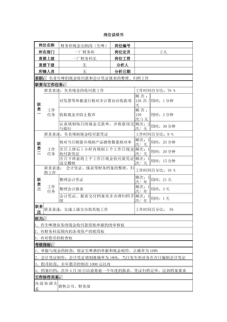 生啤出纳岗、统计与档案管理岗