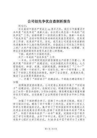 公司创先争优自查剖析报告
