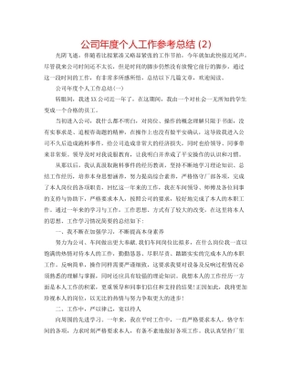 公司年度个人工作参考总结2)