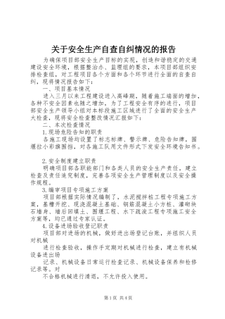 关于安全生产自查自纠情况的报告