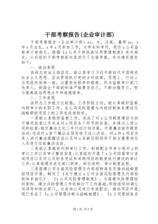 干部考察报告(企业审计部)