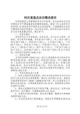 村庄复垦及农田整改报告