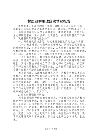 村级巡察整改落实情况报告