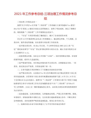 2021年工作参考总结三项治理工作情况参考总结