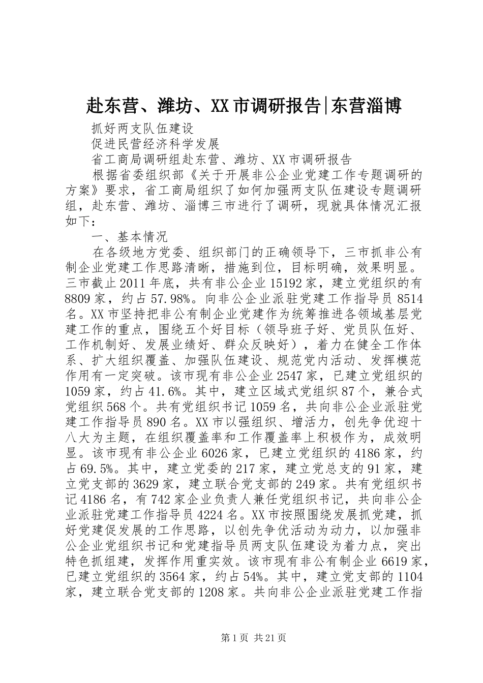 赴东营、潍坊、XX市调研报告-东营淄博_第1页