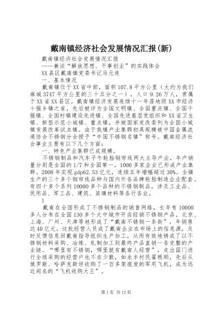 戴南镇经济社会发展情况汇报(新)