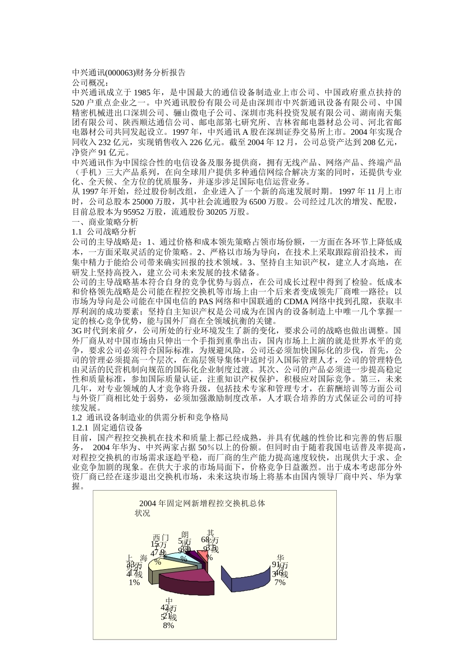 中兴通讯财务分析报告讲义_第1页
