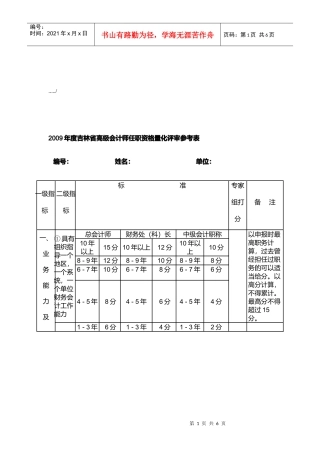 吉林省高级会计师任职资格量化评审参考表
