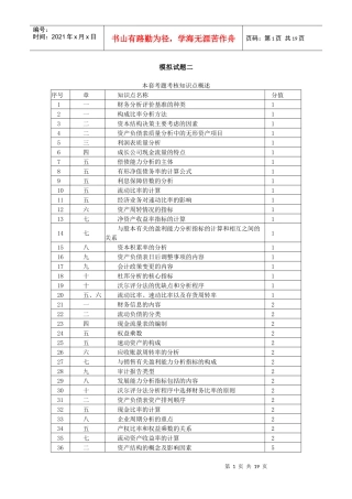自考 财务报表分析一 模拟试题2