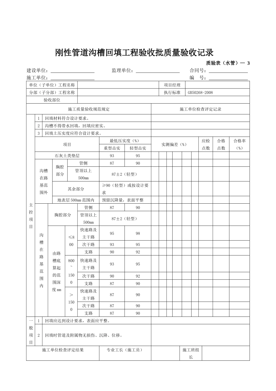 新版市政工程施工与质量验收规范表格(管道工程)_第3页