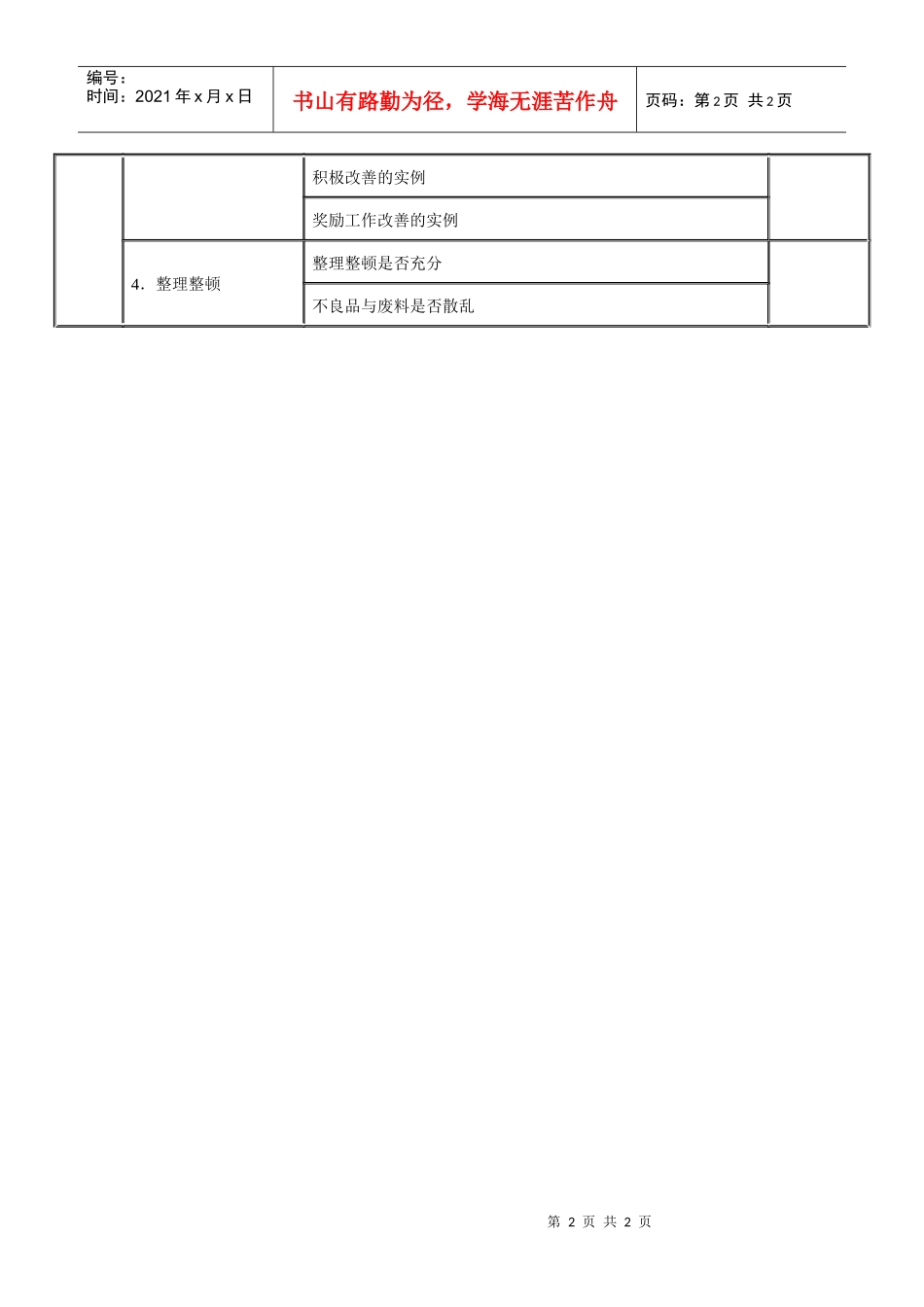 【财务表格】生产管理调查表（二）_第2页