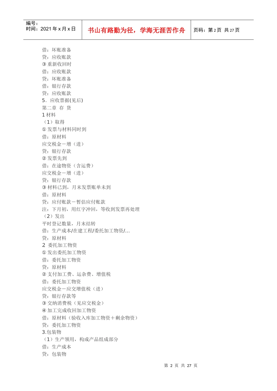 常用成本会计分录_第2页