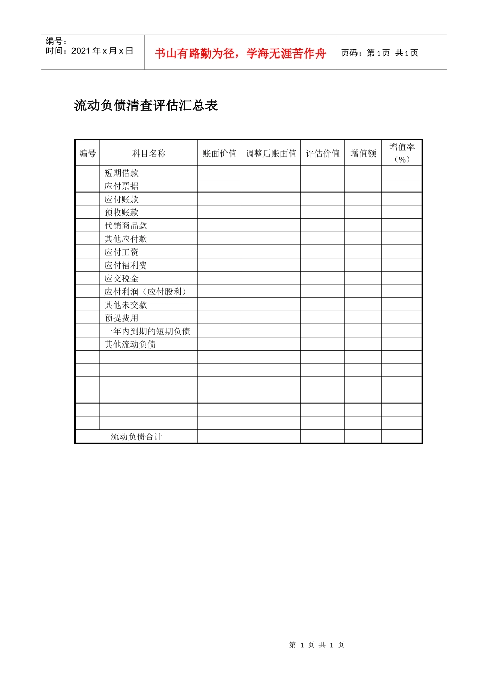 流动负债清查评估汇总表_第1页