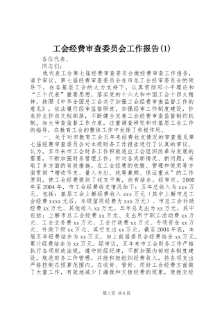 工会经费审查委员会工作报告(1)