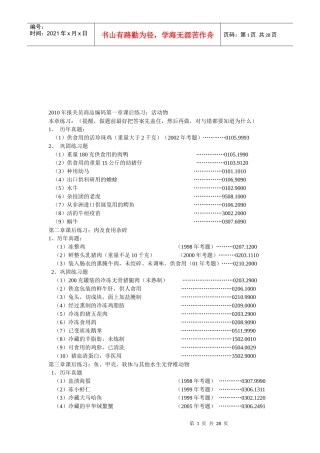 某年报关员商品编码课后练习