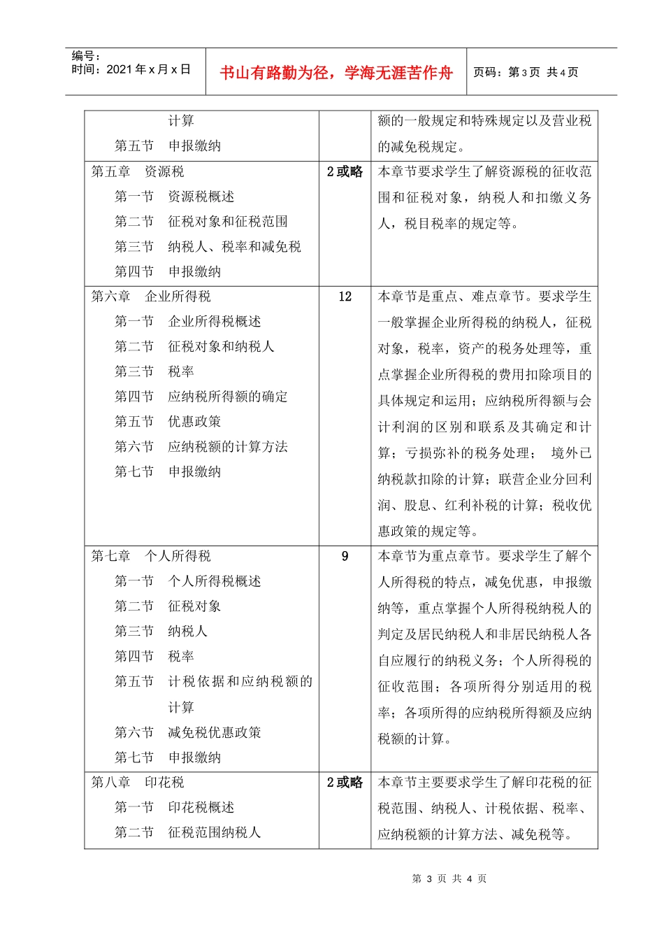 《税法》课程教学大纲_第3页