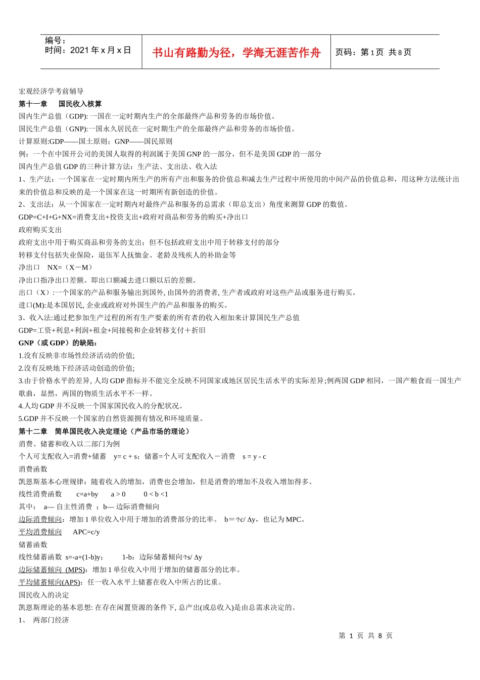 宏观经济学考前辅导_第1页