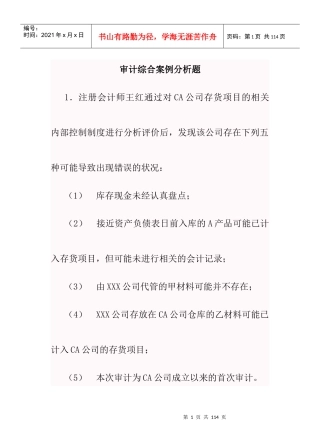 审计综合案例分析试题