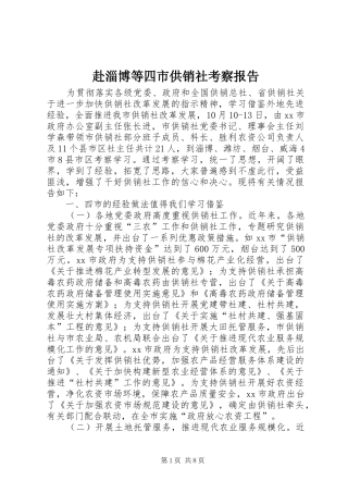 赴淄博等四市供销社考察报告