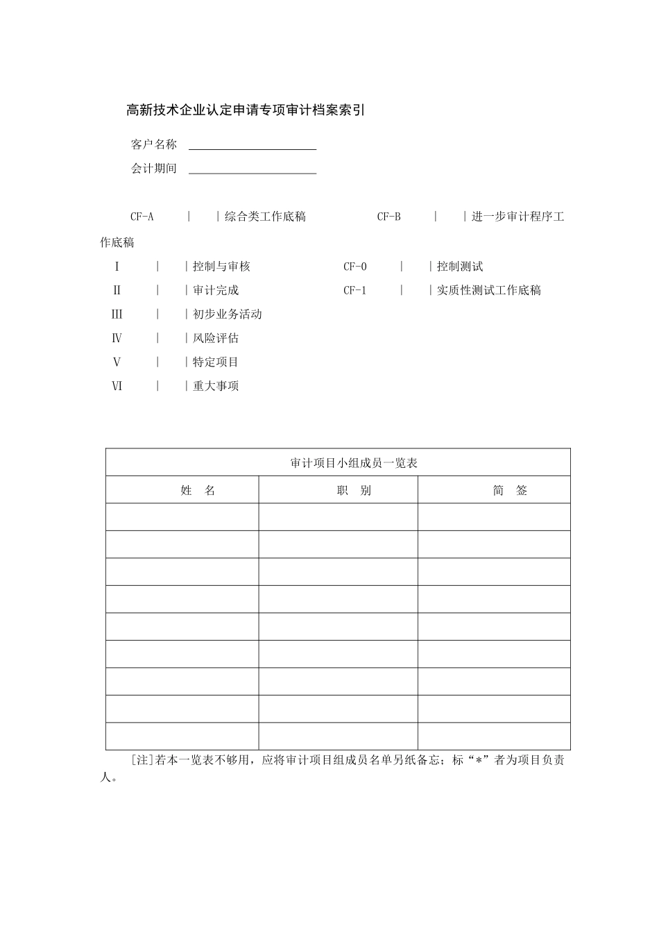 CF-A综合类底稿—高新认定审计_第1页