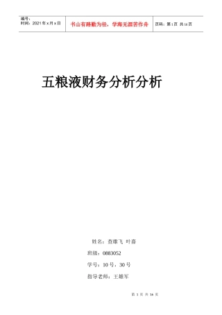 五粮液的财务分析