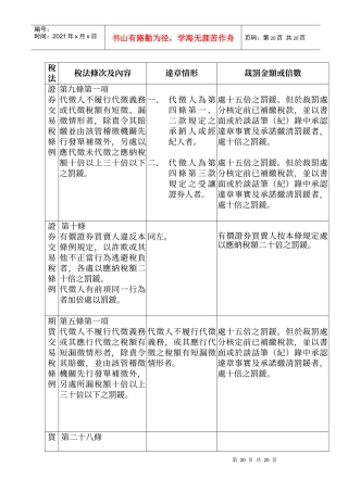 税法条次及内容