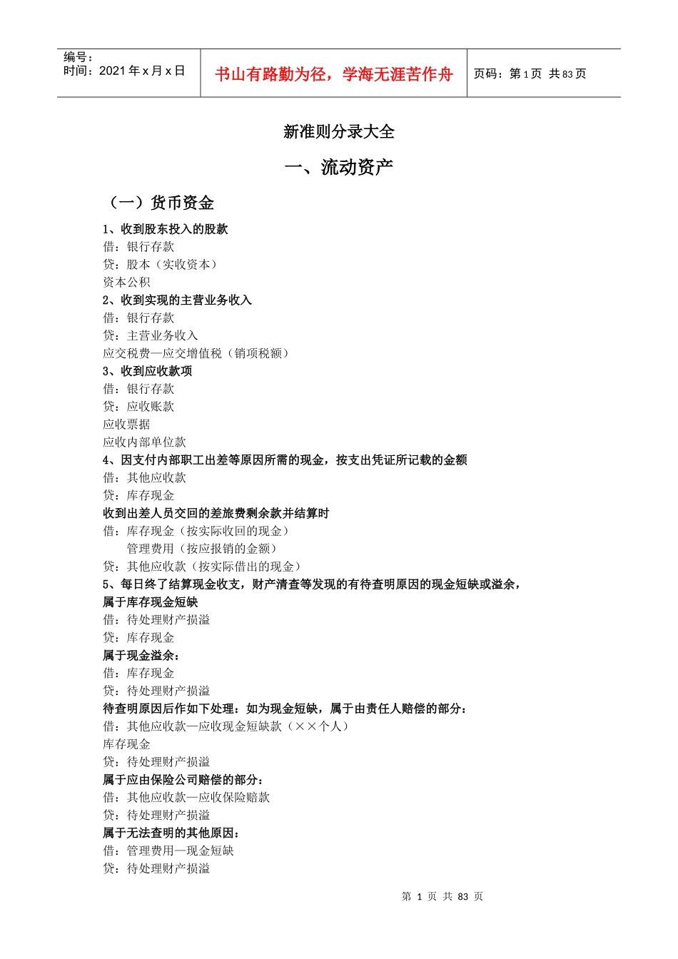 会计准则会计分录举例_第1页