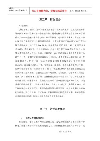 衍生证券概述