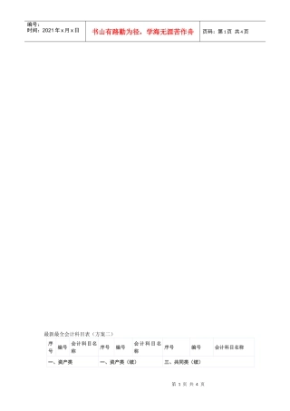 财务会计账户最新表