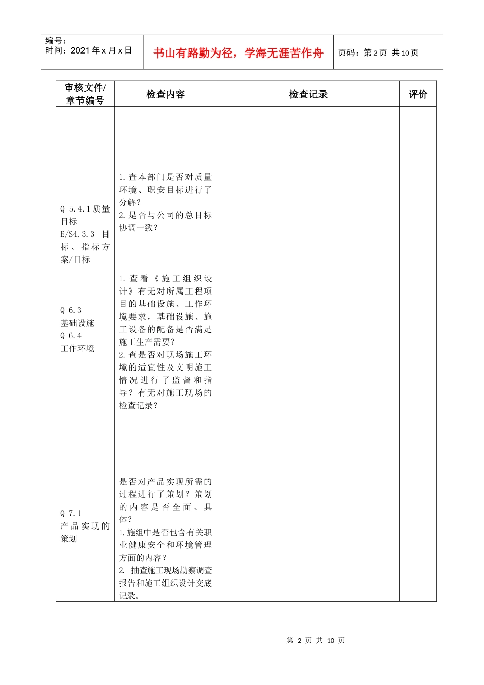 贯标内审表(公司技术)_第2页