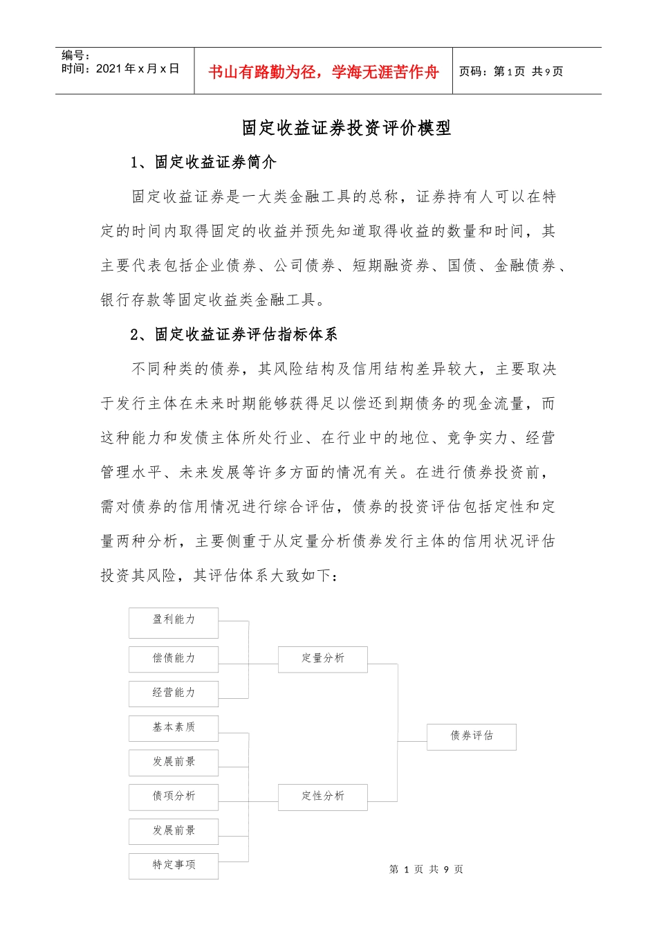固定收益投资模型_第1页