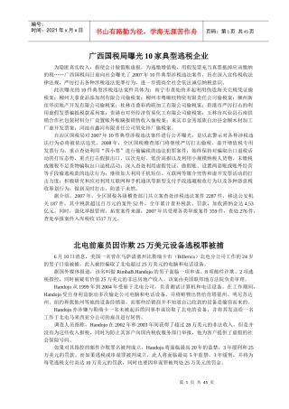 广西国税局曝光10家典型逃税企业