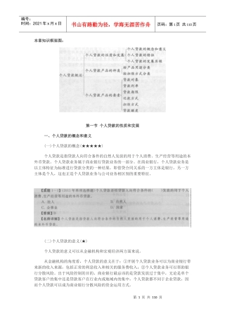 银行从业个人贷款精讲讲义