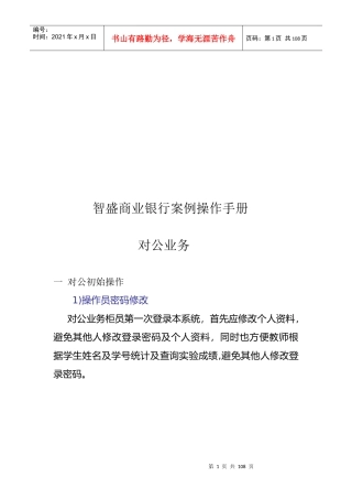智盛商业银行案例操作完全手册