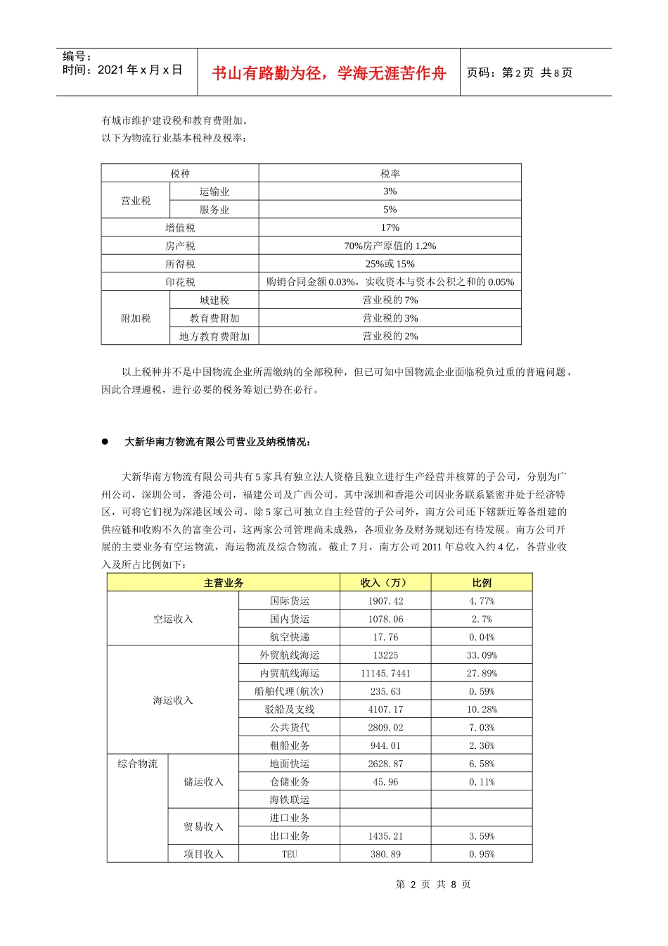 某南方物流有限公司税务筹划概述_第2页