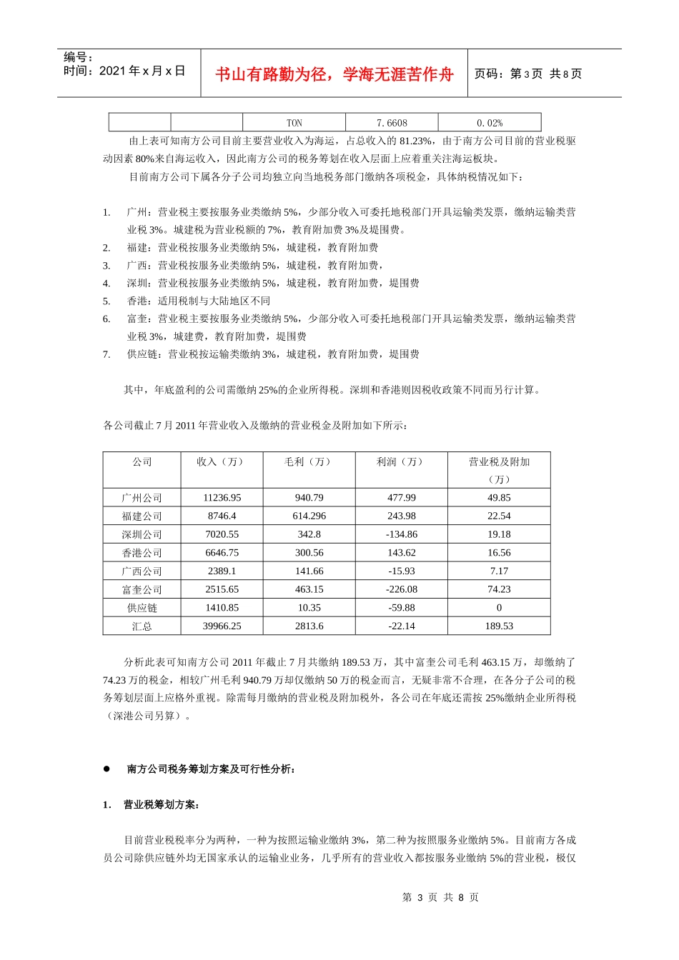 某南方物流有限公司税务筹划概述_第3页