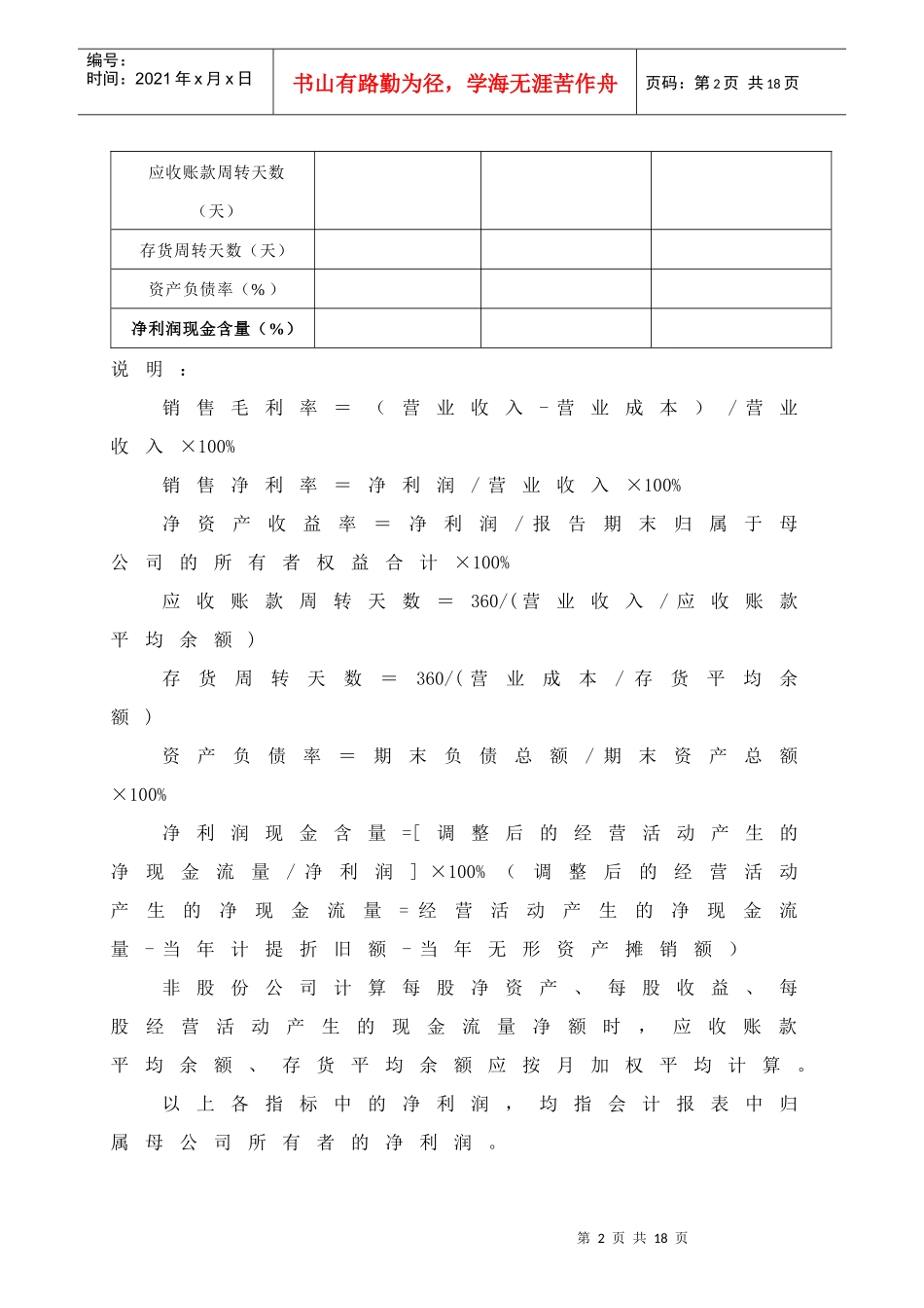 财务报告格式模板_第2页